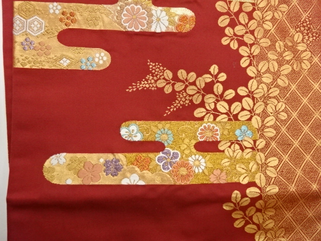  ヱ霞・花々に萩模様織出し名古屋帯